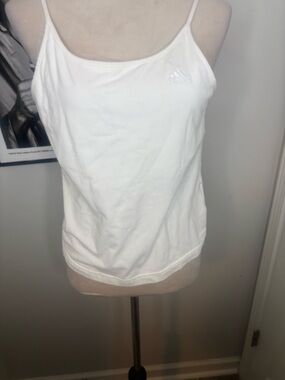 adidas White Slim Spaghetti-Strap Tank Top